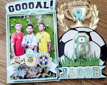 Personalized Soccer Cake Topper: Shaker Birthday Party Decor