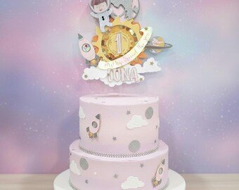 First Trip Around The Sun Cake Topper: Space Theme Shaker