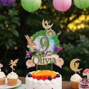 Fairy Shaker Cake Topper with Lights: Glitter Party Decoration